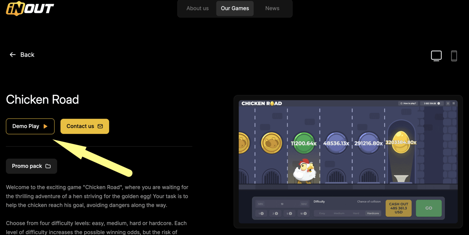 Vista previa de la demo de Chicken Road